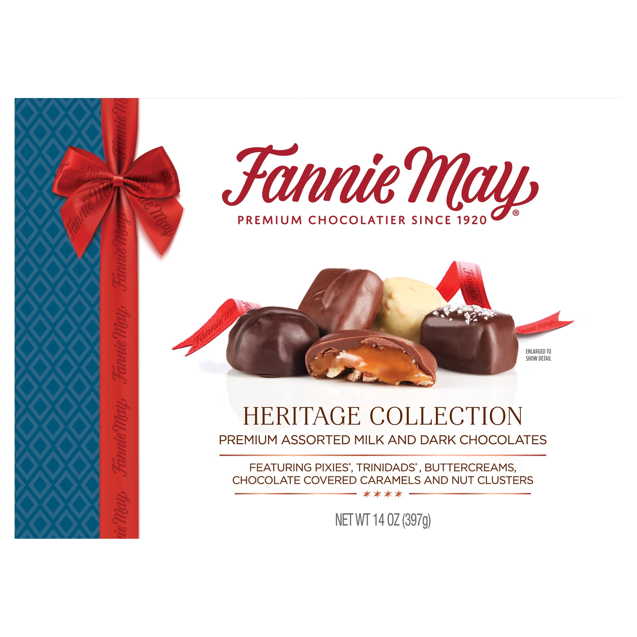Fannie May Heritage Assortment 14 OZ Premium Assorted Milk and Dark