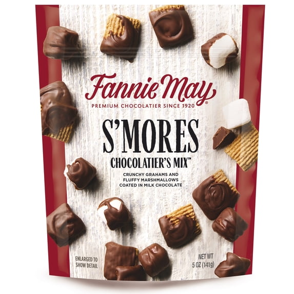 Fannie May S'mores Chocolatier's Snack Mix, Crunchy Grahams and Marshmallows with Milk Chocolate, Resealable Bag, 5 oz