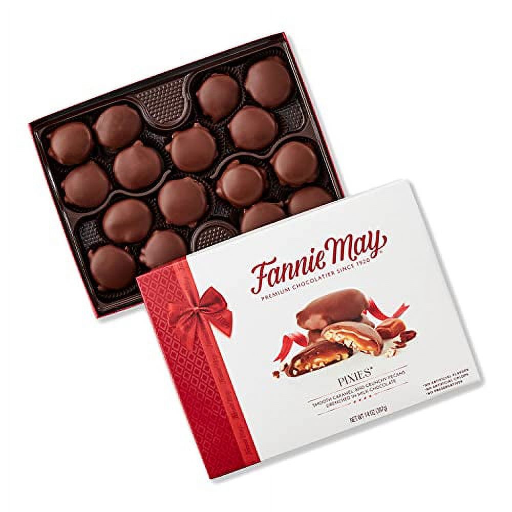 Fannie May Pixies, Milk Chocolate Covered Caramel with Pecans
