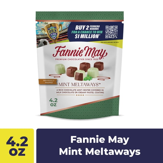 Fannie May, Premium Milk Chocolate Candy, Mint Meltaways, 4.2 oz Bag