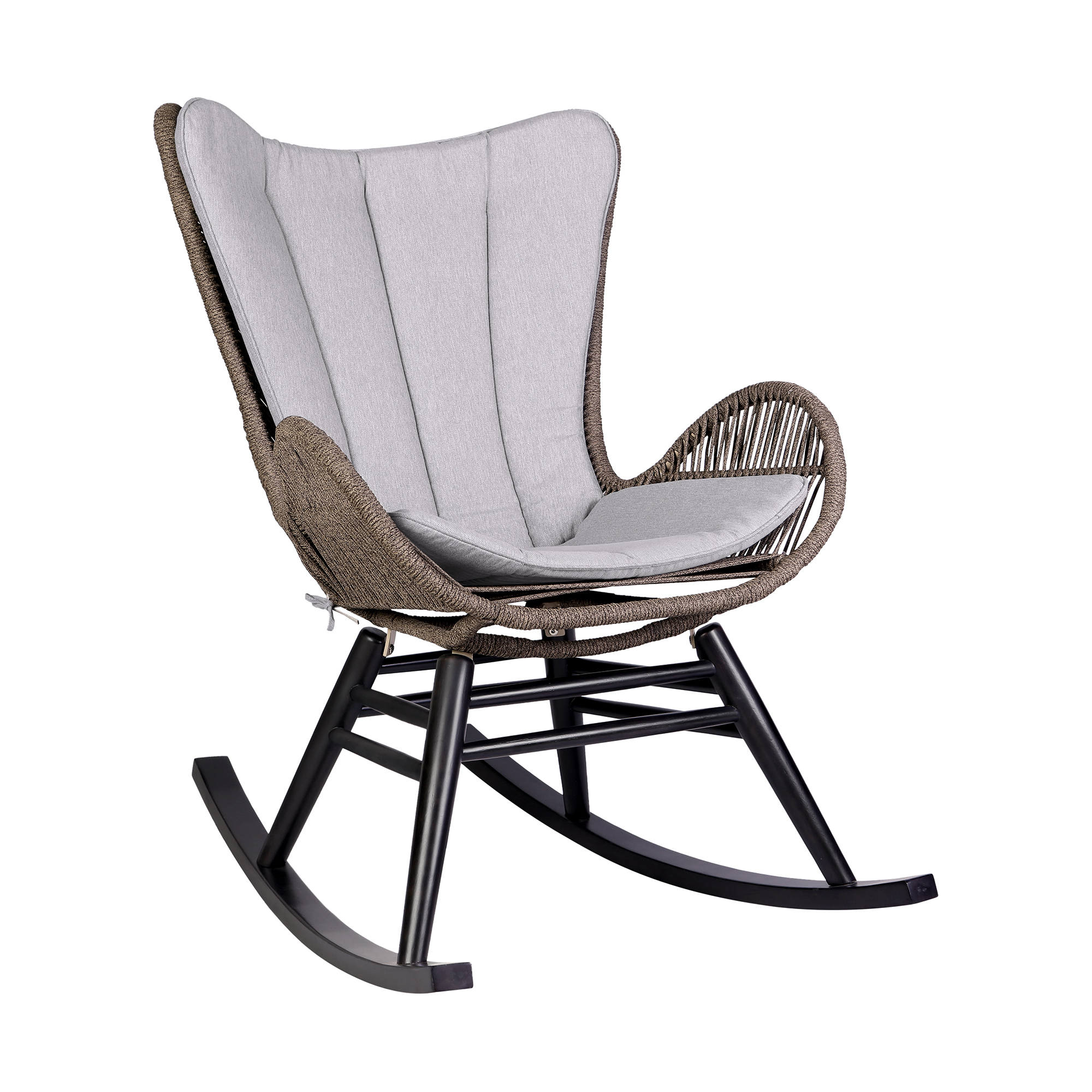 Fanny Outdoor Patio Rocking chair in Dark Eucalyptus Wood and Truffle Rope - image 1 of 12