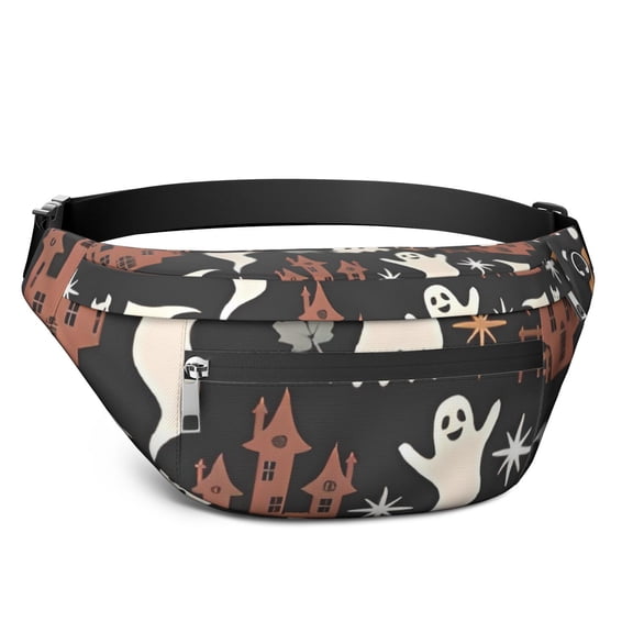 Fanny Pack Autumn Halloween Scene Pattern Waist Pack Bag,Running Cross Bag,Waterproof Large Fanny Packs for Women Men for Travel Running Hiking Cycling