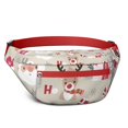 thumbnail image 1 of Fanny Pack Beige Christmas Santa and Reindeer Pattern Waist Pack Bag,Running Cross Bag,Waterproof Large Fanny Packs for Women Men for Travel Running Hiking Cycling, 1 of 6