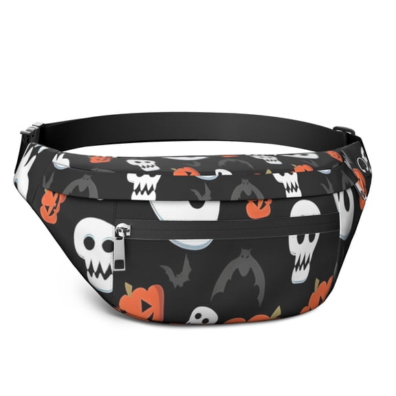 Fanny Pack Black Halloween Pumpkin Faces Waist Pack Bag,Running Cross Bag,Waterproof Large Fanny Packs for Women Men for Travel Running Hiking Cycling