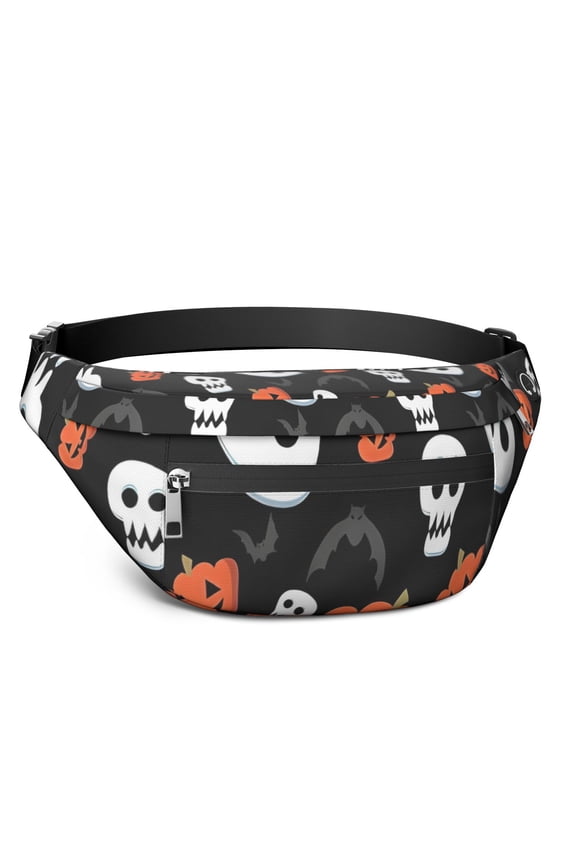 Fanny Pack Black Halloween Pumpkin Faces Waist Pack Bag,Running Cross Bag,Waterproof Large Fanny Packs for Women Men for Travel Running Hiking Cycling