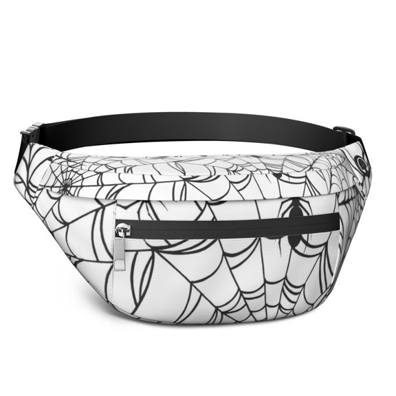 Fanny Pack Black Halloween Spider Webs Waist Pack Bag,Running Cross Bag,Waterproof Large Fanny Packs for Women Men for Travel Running Hiking Cycling