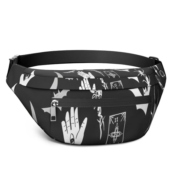 Fanny Pack Black Halloween Witchy Symbols Waist Pack Bag,Running Cross Bag,Waterproof Large Fanny Packs for Women Men for Travel Running Hiking Cycling