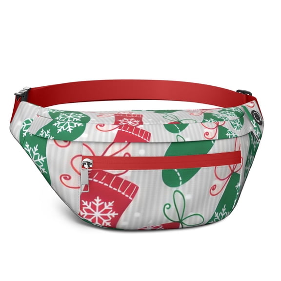 Fanny Pack Christmas Stocking Pattern Waist Pack Bag,Running Cross Bag,Waterproof Large Fanny Packs for Women Men for Travel Running Hiking Cycling