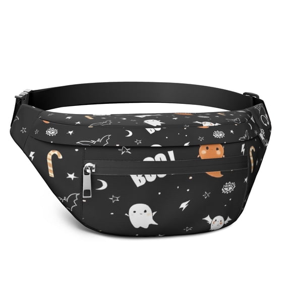 Fanny Pack Cute Halloween Elements Pattern Waist Pack Bag,Running Cross Bag,Waterproof Large Fanny Packs for Women Men for Travel Running Hiking Cycling