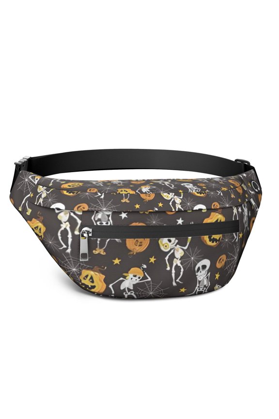 Fanny Pack Dancing Skeletons Halloween Pattern Waist Pack Bag,Running Cross Bag,Waterproof Large Fanny Packs for Women Men for Travel Running Hiking Cycling