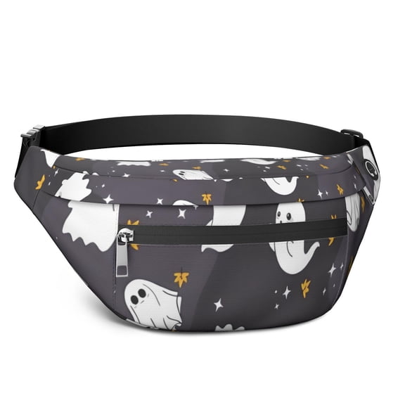 Fanny Pack Dark Halloween Ghosts with Stars Waist Pack Bag,Running Cross Bag,Waterproof Large Fanny Packs for Women Men for Travel Running Hiking Cycling
