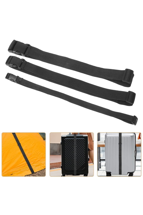 Fanny Pack Extenders- 3-Pack Adjustable Belt Strap (6-12" Length, Black Nylon with Buckle)