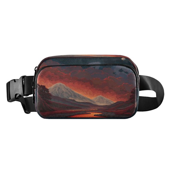 Fanny Pack Fashion Waist Packs Women's Waist Packs Men's Waist Packs Youth's Waist Packs Mobile Wallet Travel Shopping Running Hiking Fanny Pack Red Lava Pixel Mountain
