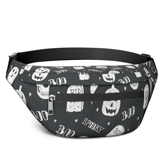 Fanny Pack Ghost Boo Halloween Pattern Waist Pack Bag,Running Cross Bag,Waterproof Large Fanny Packs for Women Men for Travel Running Hiking Cycling