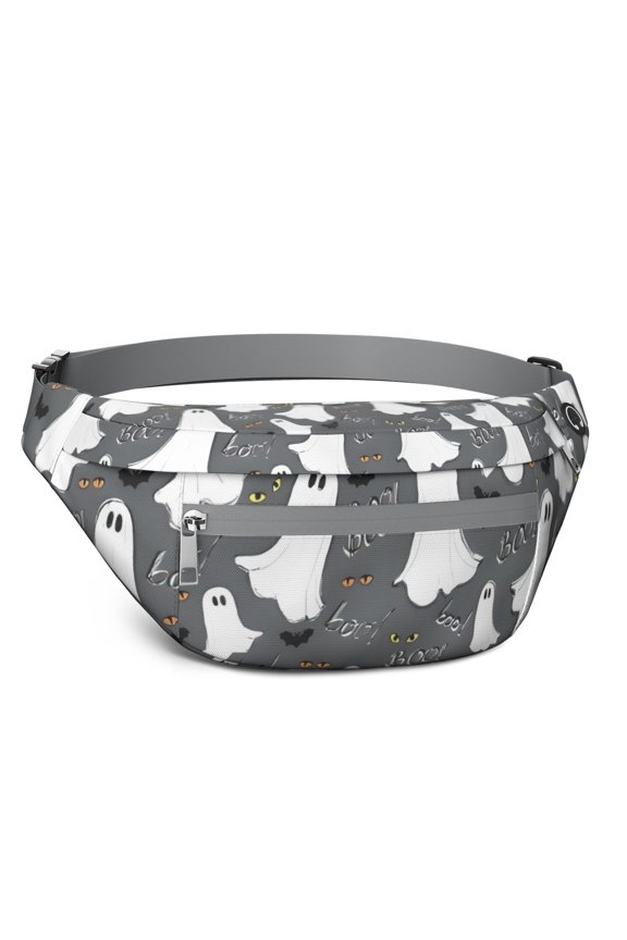 Fanny Pack Ghostly Boo Halloween Pattern Waist Pack Bag,Running Cross Bag,Waterproof Large Fanny Packs for Women Men for Travel Running Hiking Cycling