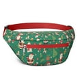 thumbnail image 1 of Fanny Pack Green Christmas Santa and Icon Pattern Waist Pack Bag,Running Cross Bag,Waterproof Large Fanny Packs for Women Men for Travel Running Hiking Cycling, 1 of 6