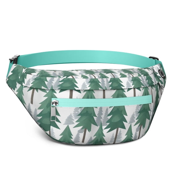 Fanny Pack Green Christmas Tree Pattern Waist Pack Bag,Running Cross Bag,Waterproof Large Fanny Packs for Women Men for Travel Running Hiking Cycling