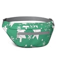 thumbnail image 1 of Fanny Pack Green Christmas Tree Pattern Waist Pack Bag,Running Cross Bag,Waterproof Large Fanny Packs for Women Men for Travel Running Hiking Cycling, 1 of 6