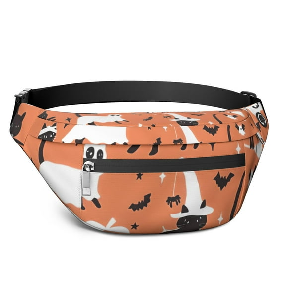 Fanny Pack Halloween Cat Pattern Waist Pack Bag,Running Cross Bag,Waterproof Large Fanny Packs for Women Men for Travel Running Hiking Cycling