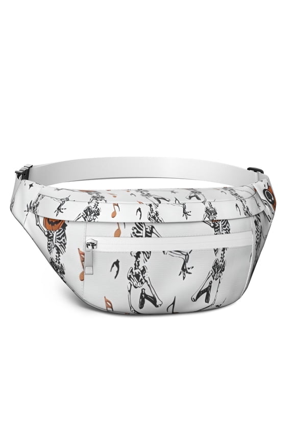 Fanny Pack Halloween Dancing Skeletons and Pumpkins Waist Pack Bag,Running Cross Bag,Waterproof Large Fanny Packs for Women Men for Travel Running Hiking Cycling