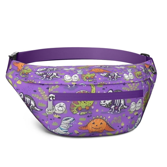 Fanny Pack Halloween Dinosaur Themed Pattern Waist Pack Bag,Running Cross Bag,Waterproof Large Fanny Packs for Women Men for Travel Running Hiking Cycling