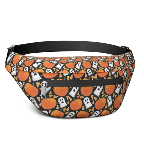 Fanny Pack Halloween Ghost & Pumpkin Pattern Waist Pack Bag,Running Cross Bag,Waterproof Large Fanny Packs for Women Men for Travel Running Hiking Cycling