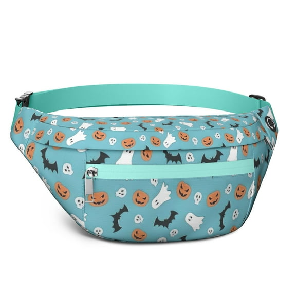 Fanny Pack Halloween Ghosts and Bats Pattern Waist Pack Bag,Running Cross Bag,Waterproof Large Fanny Packs for Women Men for Travel Running Hiking Cycling