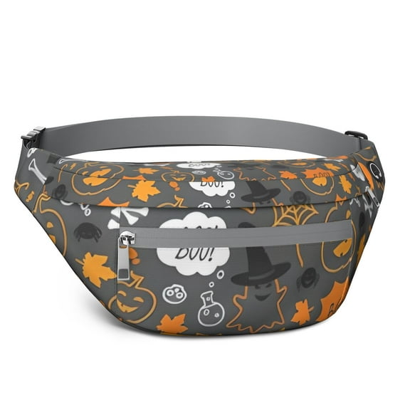 Fanny Pack Halloween Ghosts Pumpkins and Bats Waist Pack Bag,Running Cross Bag,Waterproof Large Fanny Packs for Women Men for Travel Running Hiking Cycling