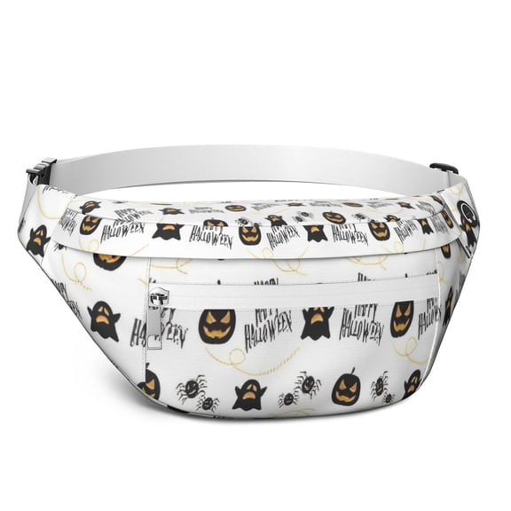 Fanny Pack Halloween Happy Halloween Pumpkins and Spiders Waist Pack Bag,Running Cross Bag,Waterproof Large Fanny Packs for Women Men for Travel Running Hiking Cycling