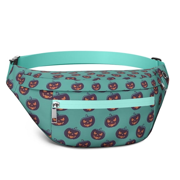 Fanny Pack Halloween Pumpkin Repeat Pattern Waist Pack Bag,Running Cross Bag,Waterproof Large Fanny Packs for Women Men for Travel Running Hiking Cycling