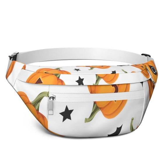 Fanny Pack Halloween Pumpkins Bats and Stars Waist Pack Bag,Running Cross Bag,Waterproof Large Fanny Packs for Women Men for Travel Running Hiking Cycling