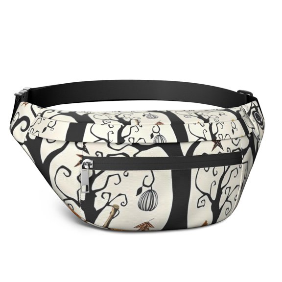 Fanny Pack Halloween Pumpkins and Spooky Trees Waist Pack Bag,Running Cross Bag,Waterproof Large Fanny Packs for Women Men for Travel Running Hiking Cycling