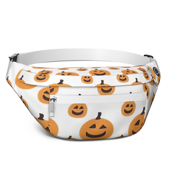 Fanny Pack Halloween Simple Pumpkin Pattern Waist Pack Bag,Running Cross Bag,Waterproof Large Fanny Packs for Women Men for Travel Running Hiking Cycling