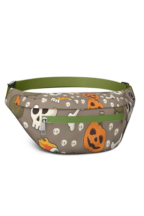 Fanny Pack Halloween Skulls Pumpkins and Cauldrons Waist Pack Bag,Running Cross Bag,Waterproof Large Fanny Packs for Women Men for Travel Running Hiking Cycling