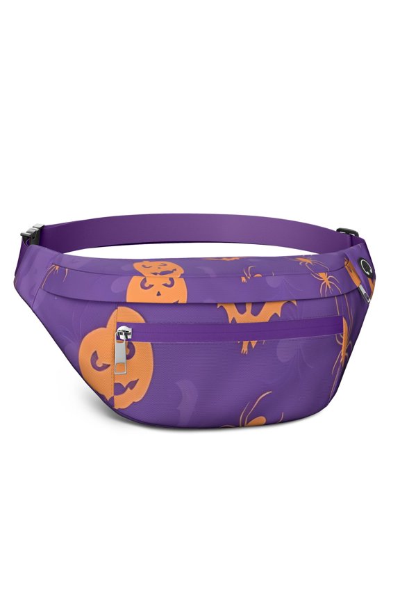 Fanny Pack Halloween Spider Bat Pattern Waist Pack Bag,Running Cross Bag,Waterproof Large Fanny Packs for Women Men for Travel Running Hiking Cycling