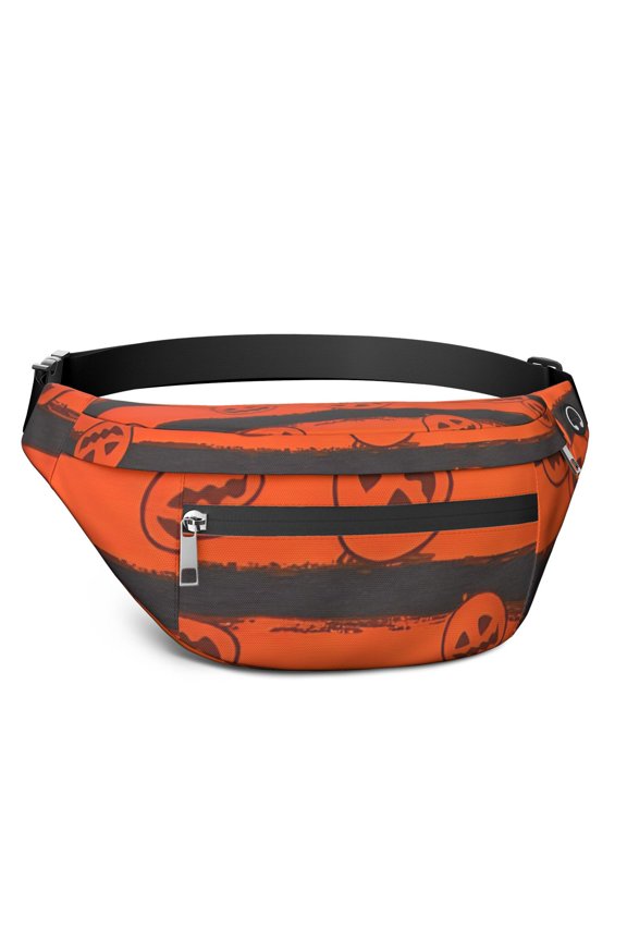 Fanny Pack Halloween Striped Pumpkin Pattern Waist Pack Bag,Running Cross Bag,Waterproof Large Fanny Packs for Women Men for Travel Running Hiking Cycling