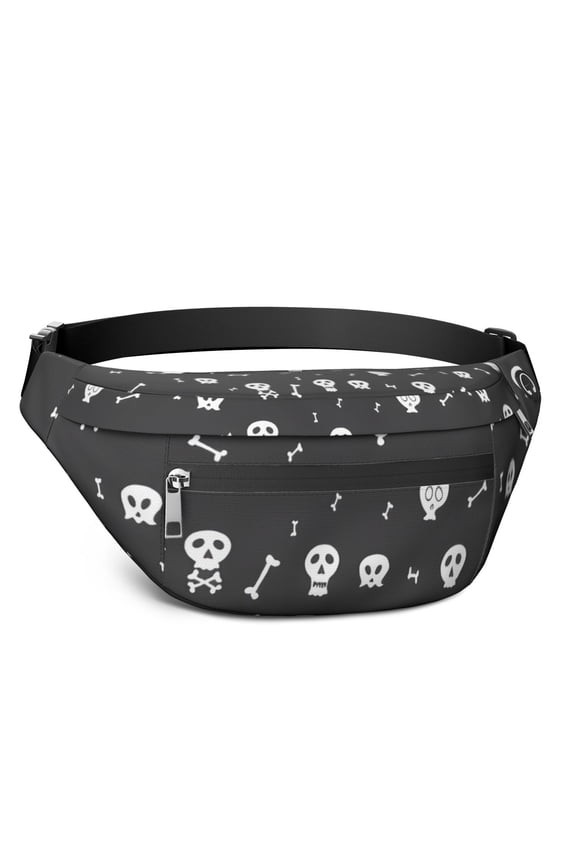 Fanny Pack Halloween White Skulls and Bones Waist Pack Bag,Running Cross Bag,Waterproof Large Fanny Packs for Women Men for Travel Running Hiking Cycling