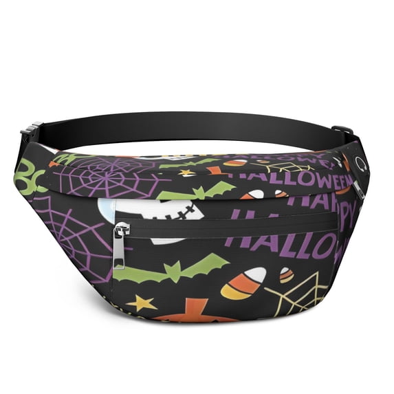 Fanny Pack Happy Halloween Pattern Waist Pack Bag,Running Cross Bag,Waterproof Large Fanny Packs for Women Men for Travel Running Hiking Cycling