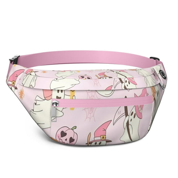 Fanny Pack Kawaii Halloween Ghost Pattern Waist Pack Bag,Running Cross Bag,Waterproof Large Fanny Packs for Women Men for Travel Running Hiking Cycling