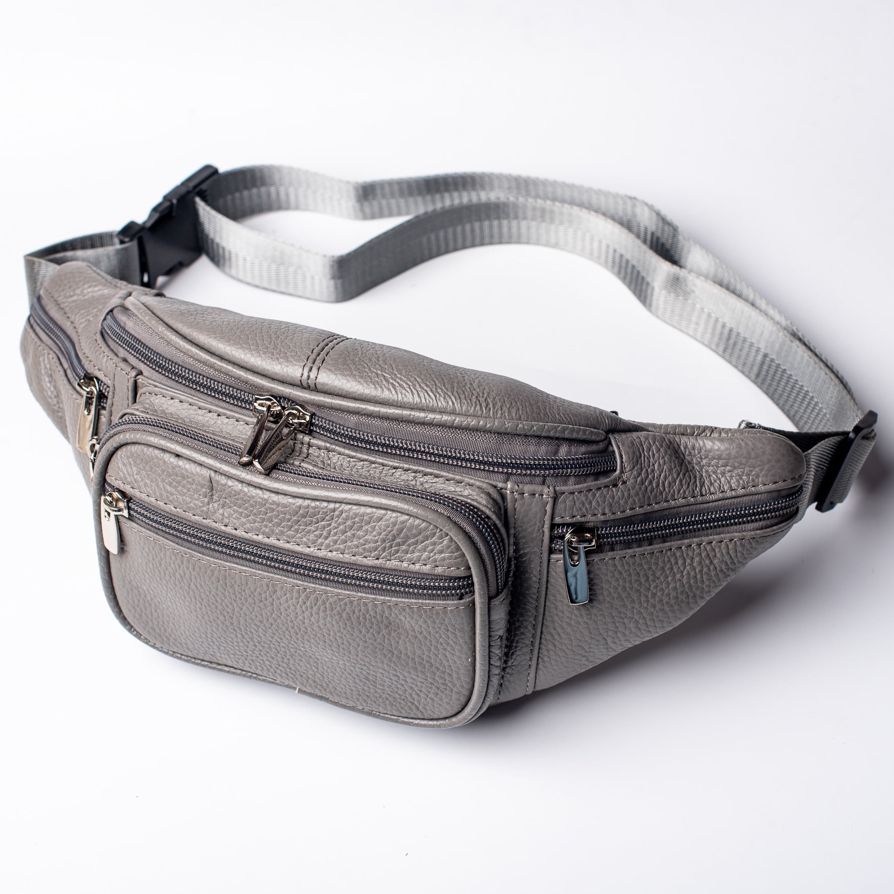 Fanny Pack Leather Waist Bag Hip Belt Zipper Pouch Pocket Travel Sport for Men