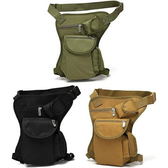 Fanny Pack, Leg Bag, 800d Oxford Cloth   Polyester Lining Portable Tactically Drop Leg Bag with Zipper and 4 Pockets Never Worry about Your Personal Belongings Falling Out, Black
