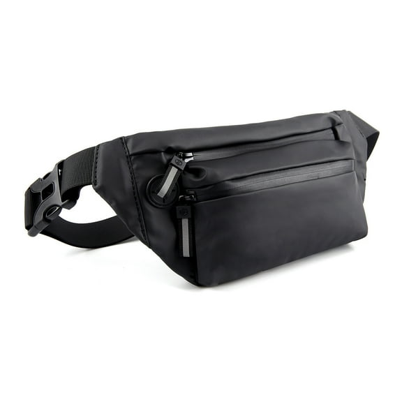 Fanny Pack for Men Women, Fashionable Crossbody Waist Bag Pack with 4-Zipper Pockets Adjustable Strap, Waterproof Anti-theft Mens Fanny Pack Belt Bag for Travel Hiking Running - Black
