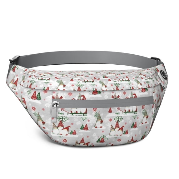 Fanny Pack Multicolor Christmas Gnome Pattern Waist Pack Bag,Running Cross Bag,Waterproof Large Fanny Packs for Women Men for Travel Running Hiking Cycling