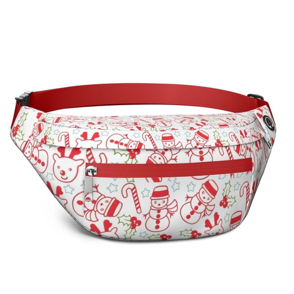Fanny Pack Multicolor Christmas Pattern Waist Pack Bag,Running Cross Bag,Waterproof Large Fanny Packs for Women Men for Travel Running Hiking Cycling