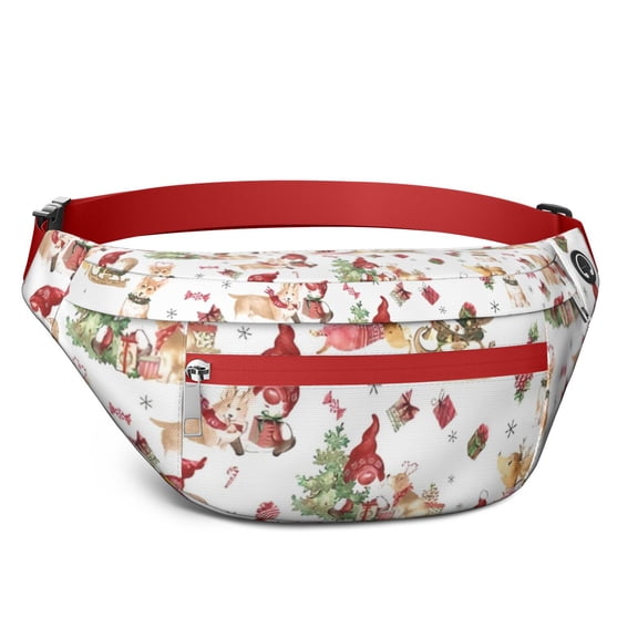 Fanny Pack Multicolor Christmas Pattern Waist Pack Bag,Running Cross Bag,Waterproof Large Fanny Packs for Women Men for Travel Running Hiking Cycling