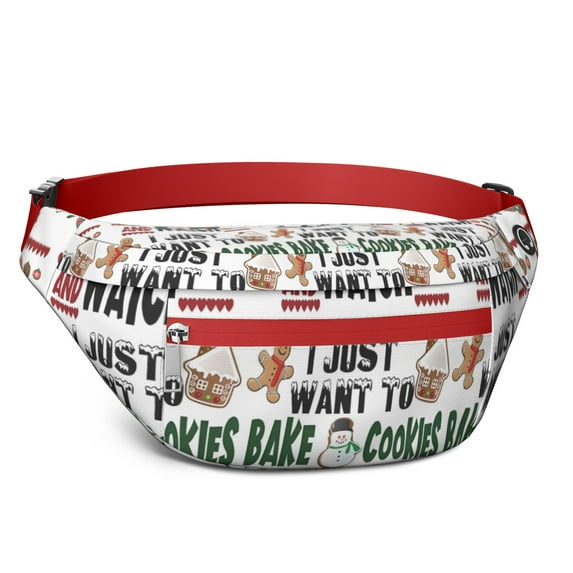 Fanny Pack Multicolor Christmas Pattern Waist Pack Bag,Running Cross Bag,Waterproof Large Fanny Packs for Women Men for Travel Running Hiking Cycling