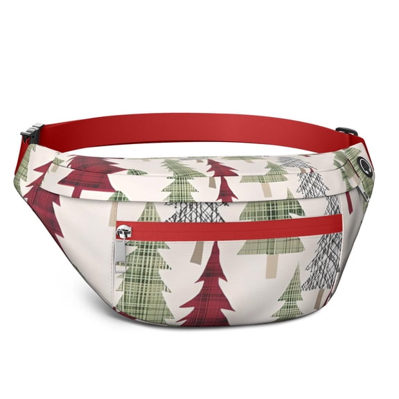 Fanny Pack Multicolor Christmas Tree Pattern Waist Pack Bag,Running Cross Bag,Waterproof Large Fanny Packs for Women Men for Travel Running Hiking Cycling