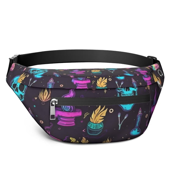 Fanny Pack Mystical Halloween Pattern Waist Pack Bag,Running Cross Bag,Waterproof Large Fanny Packs for Women Men for Travel Running Hiking Cycling