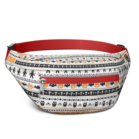 Fanny Pack Orange and Black Christmas Pattern Waist Pack Bag,Running Cross Bag,Waterproof Large Fanny Packs for Women Men for Travel Running Hiking Cycling