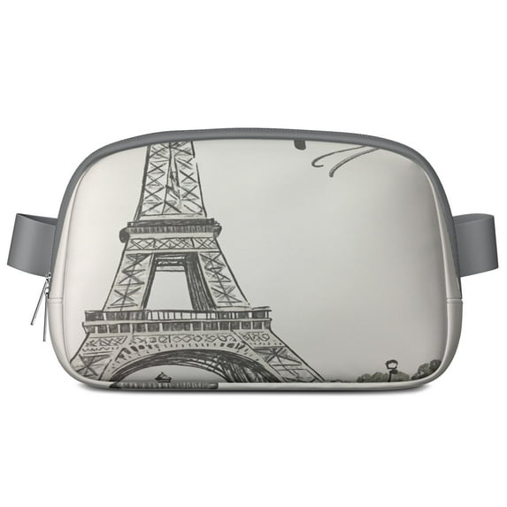 Fanny Pack Paris Fashion Belt Bag Small Cross Body Bags for Women Casual Waist Packs with Adjustable Strap Waterproof Belt Bag for Daily Leisure Music Festival/Event